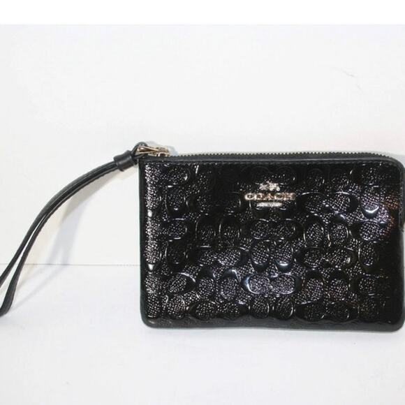 Coach debossed black wristlet - Picture 2 of 4
